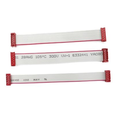 PVC Polyester 28AWG Flat Cable 1.27mm Micro Connector 8 pin IDC Cable