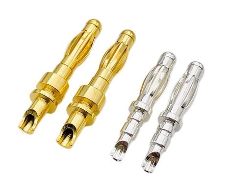 Customized Size 4mm Male Banana Plug Connector With Gold And Threaded Shroud Guaranteed