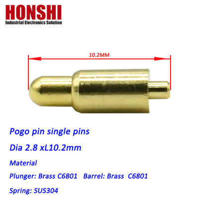 2.8mm Pogo Pin Connector Dip Type Gold Plated Brass Pogo Pin