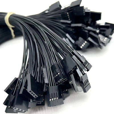 2.54mm Pitch 4 Pin Dupont Cable Assembly UL1007 24awg Black Customized Length