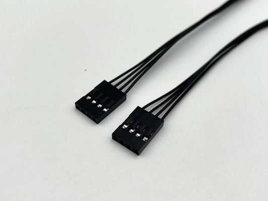 2.54mm Pitch 4 Pin Dupont Cable Assembly UL1007 24awg Black Customized Length