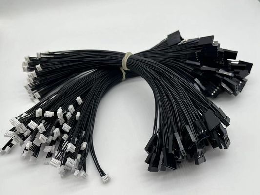2.54mm Pitch 4 Pin Dupont Cable Assembly UL1007 24awg Black Customized Length