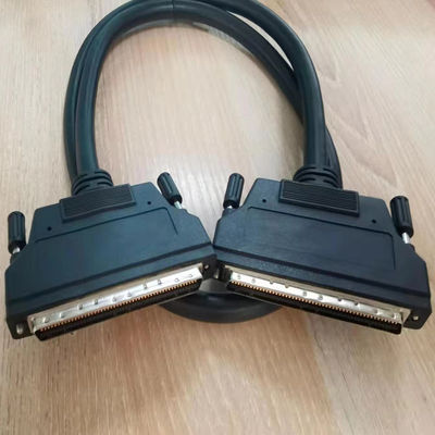 HPDB 100 Pin MDR Connector SCSI Cable Assembly Black Wire With Brass Contact Material