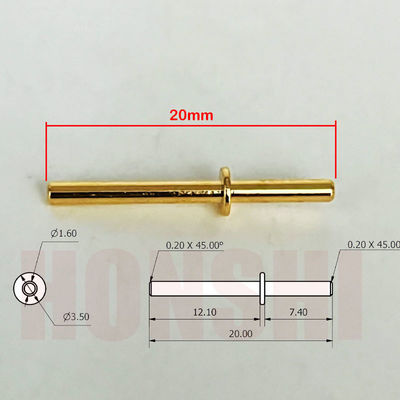 Gold Plating Brass Machined Pins 1.6x20mm For CNC Vertical Machining Center