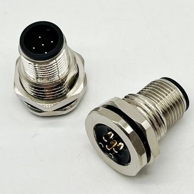 M12 5 Pin Female And Male Panel Mount Multi Pin Circular Cable Connectors Waterproof