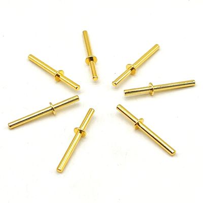 CNC Lathe Machined Pins Round Copper Contact Pins With Gold Plating Electric Power