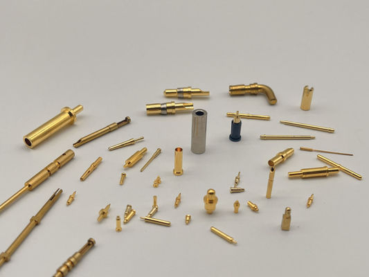 CNC Lathe Machined Pins Round Copper Contact Pins With Gold Plating Electric Power