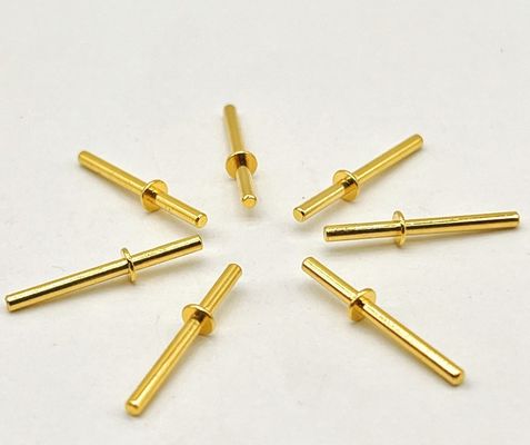 CNC Lathe Machined Pins Round Copper Contact Pins With Gold Plating Electric Power