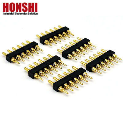 Female Pogo Pin Connector 6P Gold Plated H2.5 Dip Type Brass Contact For PCB High Current