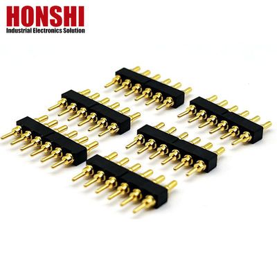 Female Pogo Pin Connector 6P Gold Plated H2.5 Dip Type Brass Contact For PCB High Current