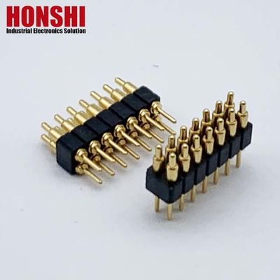 Female Pogo Pin Connector 6P Gold Plated H2.5 Dip Type Brass Contact For PCB High Current