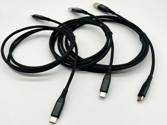 1m Black USB Molded Cable Assembly UL2725 28Awg For Fast Data Sync And Charging