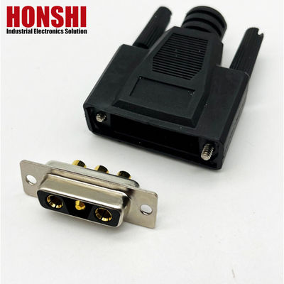 3V3 30A Solder Type Male D Sub Connector With Brass Gold Plated Contact Material
