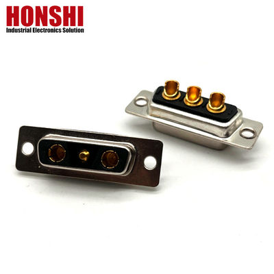 3V3 30A Solder Type Male D Sub Connector With Brass Gold Plated Contact Material