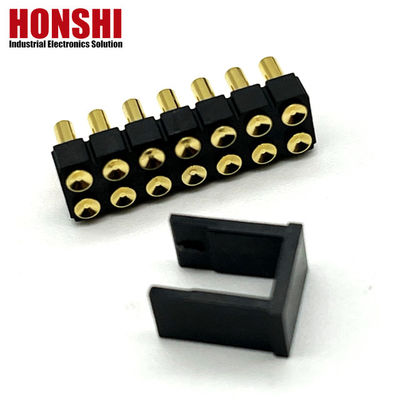 2.54mm High Current Pogo Pin Connector Female 2x7P Gold Plated H2.5 SMT Type For PCB