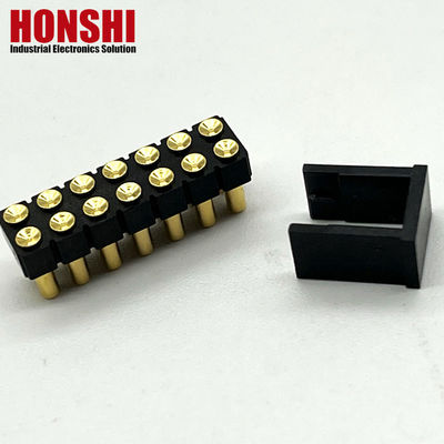 2.54mm High Current Pogo Pin Connector Female 2x7P Gold Plated H2.5 SMT Type For PCB