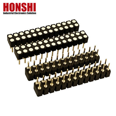 2.54mm Dual Row PCB H3.0mm 7.4mm Straight Brass Machined Round Female Header Connector