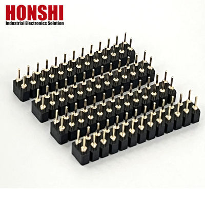 2.54mm Dual Row PCB H3.0mm 7.4mm Straight Brass Machined Round Female Header Connector