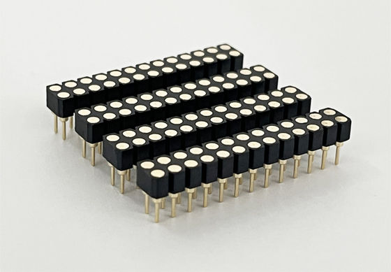 2.54mm Dual Row PCB H3.0mm 7.4mm Straight Brass Machined Round Female Header Connector