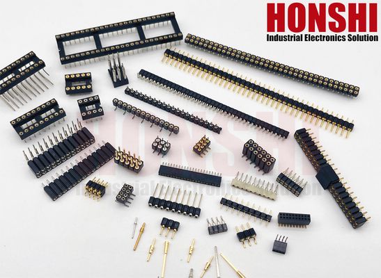 Gold Plated Machined Pin Header 2.54mm SMT SMD Dual Row Right Angle PCB Connector