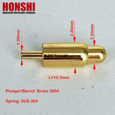 Dia 2.8mm Male Pogo Pin Connector Length 10.2mm Dip Type Spring Loaded Pogo Pins