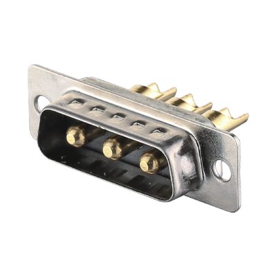 2 -  64 Pin Power D Sub Male Connector 3W3 Black / Blue Solder Type Dip Brass