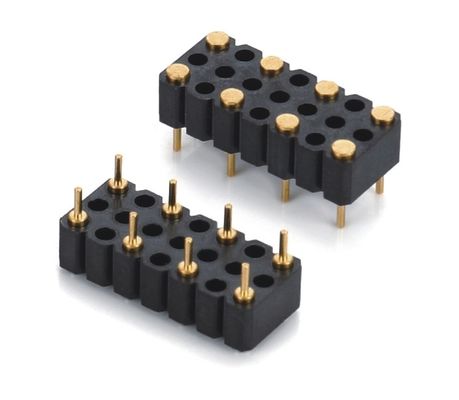 Custom 5.08mm Pitch Pogo Pin Connector Male 8 Pin 4.0mm Three Row Spring Loaded