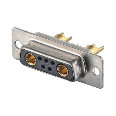 2 -  64 Pin Power D Sub Male Connector 3W3 Black / Blue Solder Type Dip Brass