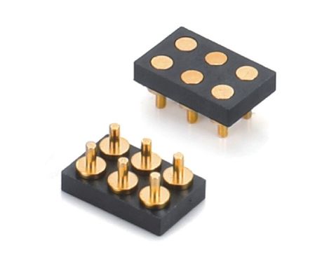 2.54mm Pitch Female 6 Pin PCB Connector Spring Loaded Pogo Pin Connector Smt Type