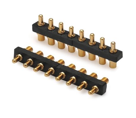 2.54mm Pitch Pogo Pin Connctor Spring 8pin H1.5mm SMT Type Gold Plated Brass Connector