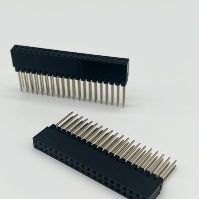 2.54mm Pitch Female Header Connector 8.5mm Height Dual Row 180 Degree Dip For Pcb