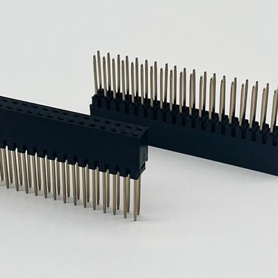 2.54mm Pitch Female Header Connector 8.5mm Height Dual Row 180 Degree Dip For Pcb