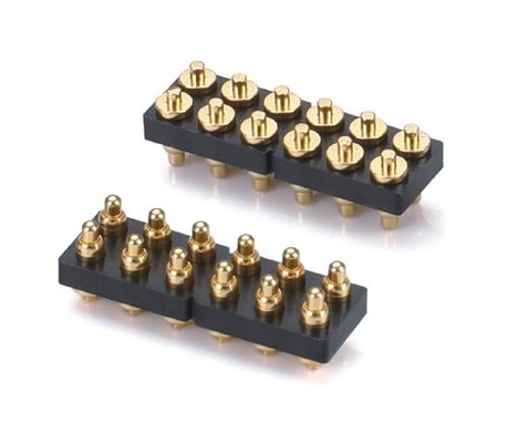 2.54mm 10 Pin Double Row Customize Pogo Pin Connector Gold Plated SMT