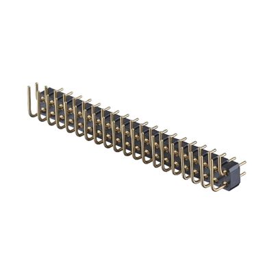 Gold Plated Machined Pin Header 2.54mm SMT SMD Dual Row Right Angle PCB Connector