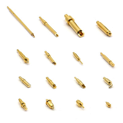 Male Through Hole Type Spring Loaded Pin Connector Brass Pogo Pin 120g Spring Force
