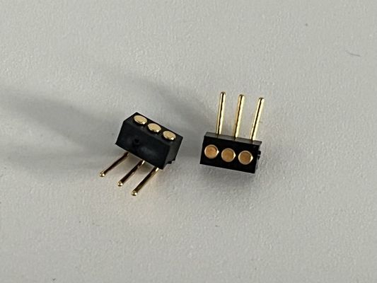 1.27mm 3pin Right Angle Dip Type Brass Spring Loaded Magnetic Pogo Pin Connector