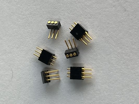 1.27mm 3pin Right Angle Dip Type Brass Spring Loaded Magnetic Pogo Pin Connector