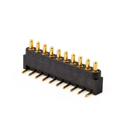 2.54mm pitch 10pin Right Angle Male Brass Spring Loaded Magnetic Pogo Pin Connector