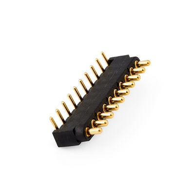 2.54mm pitch 10pin Right Angle Male Brass Spring Loaded Magnetic Pogo Pin Connector