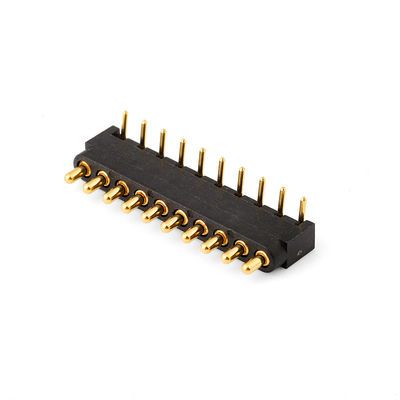 2.54mm pitch 10pin Right Angle Male Brass Spring Loaded Magnetic Pogo Pin Connector
