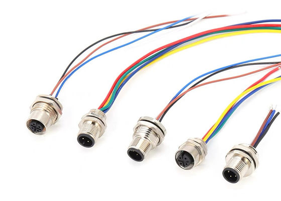 M12 Series Circular Connector Male Plug 5pin rear screw Panel mounting M16*1.5 PG9