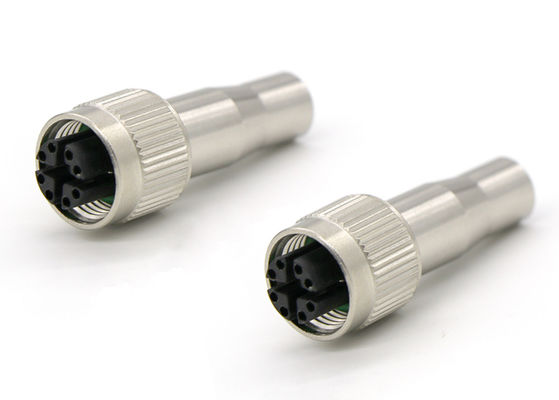 Female Circular M12 X Code Connector 8 Pin Long Shield Socket For Cat6a