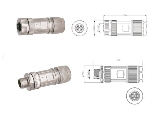 Circular M12 X Code Connector Ethernet 8 Pin Male Female Plug Connector Screw assembly