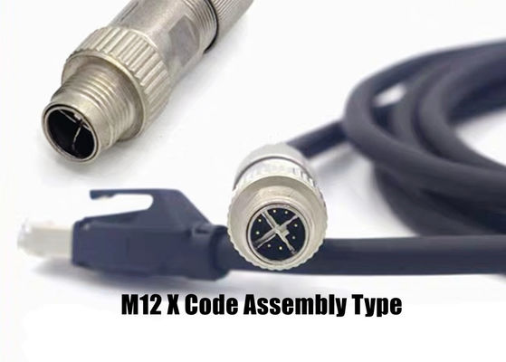Circular M12 X Code Connector Ethernet 8 Pin Male Female Plug Connector Screw assembly