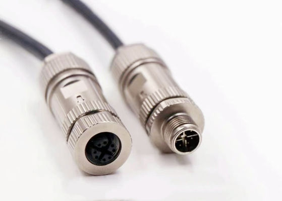 Zinc Alloy Shell Circular Wire Connector M12 8 Pin Male Ethernet Connector Assembly