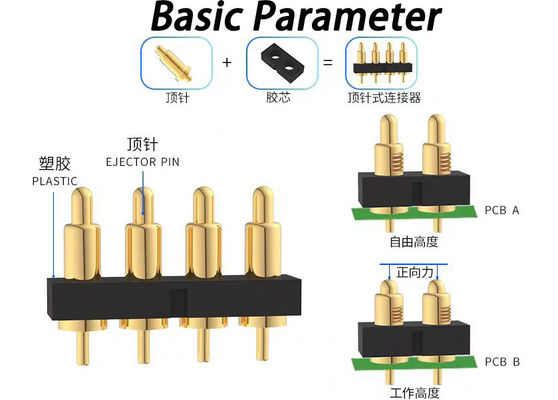 2.54mm Pitch Pogo Pin Connectors Spring Loaded H7.75mm For Pcb Interconnection