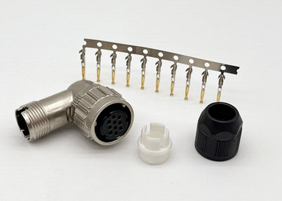 One Touch Locking CM10 Circular Connector 2 Pin 10 Pin Right Angle Crimp Wire Plug