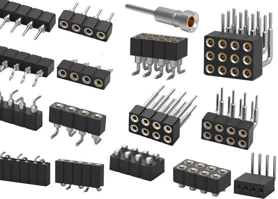 Dual Row PCB Round Pin Header Connector Machined Female Header 1.27mm 2.0mm 2.54mm