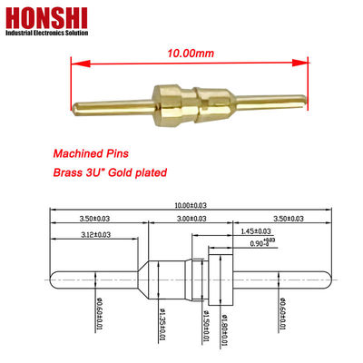 CNC Machined Contact Pin Brass Fitting Brass Plug Pin Electrical Round Pin 10.0mm