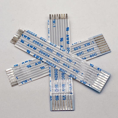 UL20624 1.25mm 8Pin FFC Ribbon Cable 80C 60V 100mm Ribbon Flexible Flat Cable